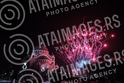 Traditional fireworks on the occasion of the Orthodox New Year's Eve at the Church of St. Sava.Tradicionalni vatromet povodom doceka Pravoslavne nove godine kod Hrama Svetog Save.