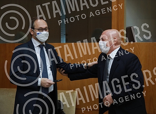A meeting between Foreign Minister Nikola Selakovic and the Head of the EU Delegation to Serbia, Emanuele Giaufret, and the ambassadors of EU members accredited to Serbia was held at the Palace of Serbia.
U Palati Srbija odrzan je sastanak ministra A meeting between Foreign Minister Nikola Selakovic and the Head of the EU Delegation to Serbia, Emanuele Giaufret, and the ambassadors of EU members accredited to Serbia was held at the Palace of Serbia.
U Palati Srbija odrzan je sastanak ministra