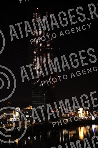 On the facade of the Belgrade Tower, the new symbol of Belgrade, in the first hour after midnight, the messages 