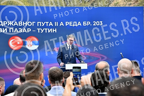 Serbian President Aleksandar Vucic attended the opening ceremony of the reconstructed road Novi Pazar - Tutin.Predsednik Srbije Aleksandar Vucic prisustvovao je ceremonije otvaranja rekonstruisanog puta Novi Pazar - Tutin.