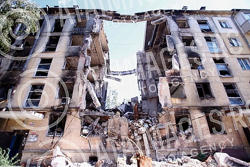 Destroyed buildings in Hostomel.Razrusene zgrade u Gostomelu.