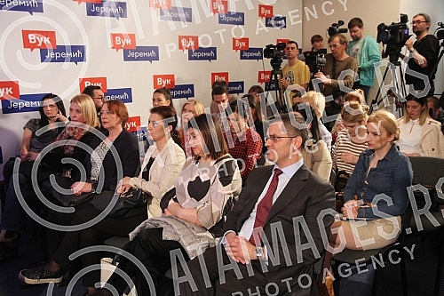 Press conference of Natasa Jeremic, wife of Vuk Jeremic - candidate for president of Republic of Serbia.Pres konferencija Natase Jeremic, supruge Vuka Jeremica - kandidata za predsednika Srbije.
