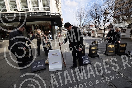 In Knez Mihailova Street, near the Russian Tsar restaurant, a press conference was held by the president of the movement 
