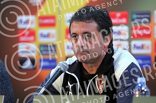Press conference and practice of FC Skenderbeu on stadium FK Partizan.Pres konferencija i trening FC Skenderbeu na stadionu FK Partizan. 