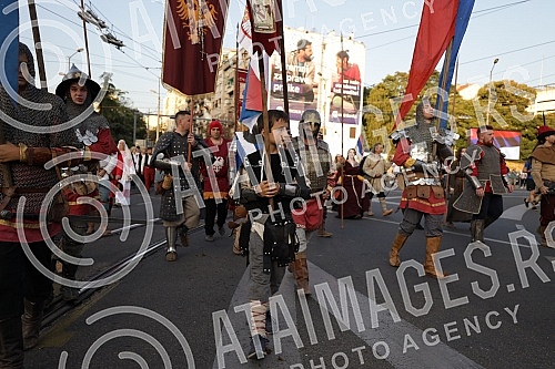 The central manifestation on the occasion of the Day of Serbian Unity, Freedom and the National Flag is being held on Savka Square near the monument to Stefan Nemanja. Centralna manifestacija povodom Dana srpskog jedinstva, slobode i nacionalne zas