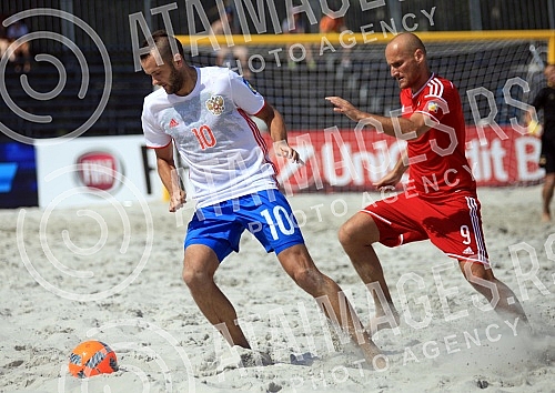 Euro Beach Soccer Cup 2016 match between Russia and Hungary. Utakmica Evropskog kupa u fudbalu na pesku izmedju Rusije i Madjarske.