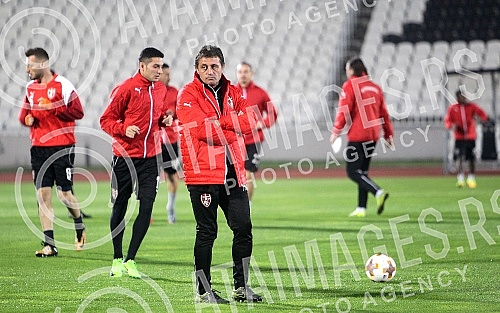 Press conference and practice of FC Skenderbeu on stadium FK Partizan.Pres konferencija i trening FC Skenderbeu na stadionu FK Partizan. 