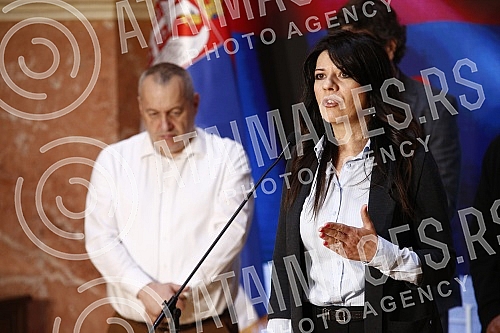 In the House of the National Assembly, a joint media conference of opposition MPs on the occasion of launching a petition for the release of arrested activists from Majdanpek.U  Domu Narodne skupstine zajednicka konferencija za medije opozicionih p