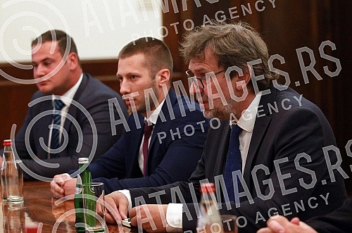 The President of the Republic of Serbia, Aleksandar Vucic, at the consultations on the candidate for Prime Minister with the representatives of the election list Zajedno za Vojvodina - Vojvodina (Democratic Alliance of Croats in Vojvodina, Zajedno za