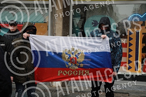 A gathering of non-governmental organizations against the Russian invasion of Ukraine began in Knez Mihailova Street in downtown Belgrade, in front of the Cultural Center.Skup nevladinih organizacija protiv ruske invazije na Ukrajinu, poceo je u Kn
