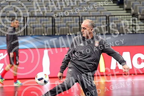 Obilazak Sinise Malog - gradonacelnika Beograda Kombank arene i postavljenog terena za predstojece takmicenje u futsalu - EURO 2016.