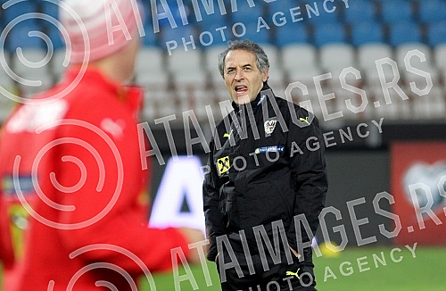 Press Conference and Training of the Austrian national football team (Osterreichische Team) held at the stadium 
