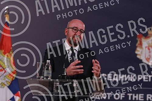 A meeting of Aleksandar Vucic, president of Republic of Serbia and  Prime Minister of the Kingdom of Belgium Charles Michel.Sasatanak Aleksandra Vucica, predsednika Srbije i Carlsa Micela, premijera Kraljevine Belgije.