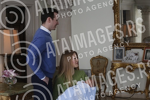 His Royal Highness Prince Philip Karadjordjevic and Danica Karadjordjevic with his son Stefan at the White Palace.Njegovo Kraljevsko Visocanstvo Princ Filip Karadjordjevic i Danica Karadjordjevic sa sinom Stefanom na Belom dvoru.