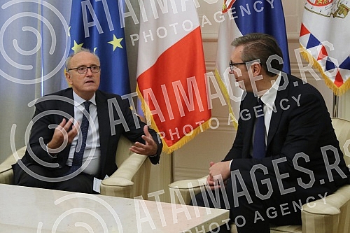 The President of the Republic of Serbia, Aleksandar Vucic, received in a farewell visit the Ambassador of the Republic of France, Jean-Louis Falconi, in the building of the General Secretariat of the President of the Republic.Predsednik Republike S