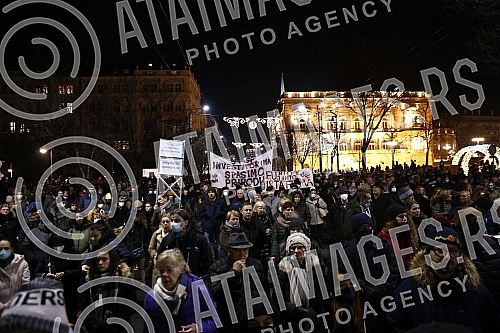 In front of the Presidency, a protest is being held against the excavation of lithium and pine on the territory of the whole of Serbia, under the name 
