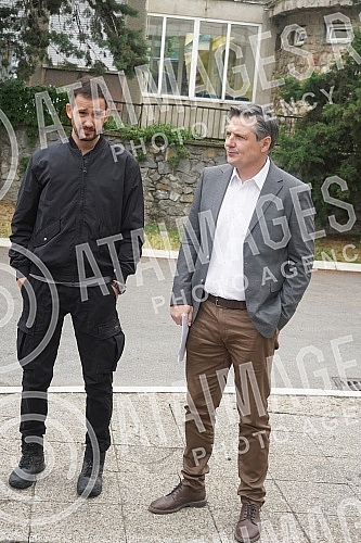 On the set of the new domestic series