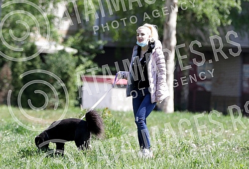 Singer Sara Reljic with brother Filip walking dogs (paparazzo).Pevacica Sara Reljic sa bratom Filipom seta kucice (paparaco).