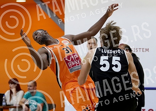 Serbian basketball Superleague match between KK Dynamic and KK Partizan played at SC Dynamic hall. Utakmica kosarkaske Superlige Srbije izmedju KK Dinamik i KK Partizan odigrana u hali SC Dynamic. 