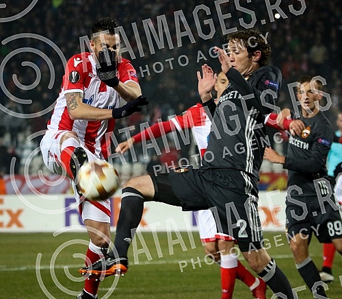 UEFA Europa League Round of 32 match between FK Crvena Zvezda (Serbia) and FC CSKA (Russia) held at Rajko Mitic stadium. Utakmica Lige Evrope izmedju FK Crvena Zvezda i FK CSKA Moskva odrzana na stadionu Rajko Mitic. 