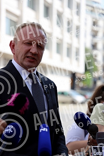 The president of the Freedom and Justice Party, Dragan Djilas, gave a statement to the First Basic Public Prosecutor's Office regarding the charges he filed against Serbian President Aleksandar Vucic and Finance Minister Sinisa Mali for 