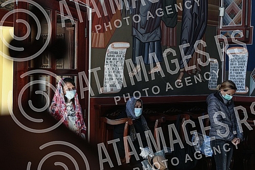 Morning liturgy at a church in a settlement Jacovo.Jutarnja liturgija u crkvi u naselju u Jakovu.