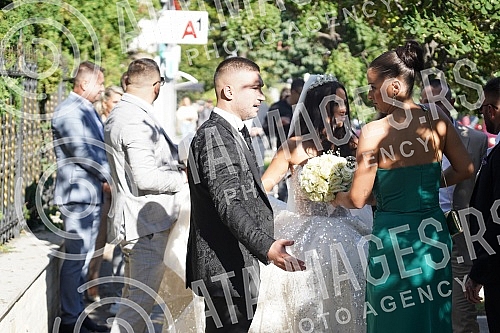 Bojana Rodic and Mirko Sijan, accompanied by relatives and friends, arrived for the wedding in the Church in Surcin, where Mirko was baptized as a baby.