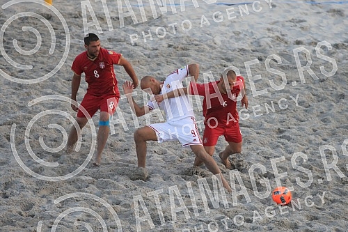 Euro Beach Soccer Cup 2016, quarter final game between Serbia and Hungary.Utakmica cetvrtfinala Evropskog kupa u fudbalu na pesku izmedju Srbije i Madjarske.