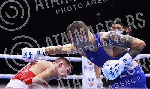 2021 Olympic Boxing World Championships - Stark Arena. Round 32, Light Middleweight (71kg), Saimonas Banys (Lithuanian) (RED) vs Aban Beqiri (Albania).
Svetsko prvenstvo u olimpijskom boksu 2021 - Stark arena. 2021 Olympic Boxing World Championships - Stark Arena. Round 32, Light Middleweight (71kg), Saimonas Banys (Lithuanian) (RED) vs Aban Beqiri (Albania).
Svetsko prvenstvo u olimpijskom boksu 2021 - Stark arena.
