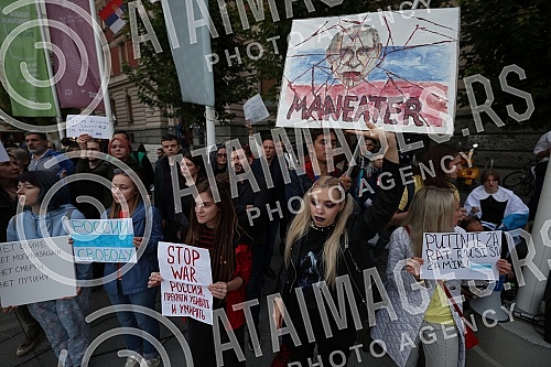 Protest of Russian emigrants against the mobilization that is being carried out in Russia, and at the invitation of the Russian movement 