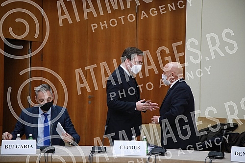 A meeting between Foreign Minister Nikola Selakovic and the Head of the EU Delegation to Serbia, Emanuele Giaufret, and the ambassadors of EU members accredited to Serbia was held at the Palace of Serbia. U Palati Srbija odrzan je sastanak ministra