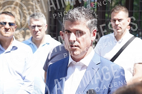 In front of the Supreme Court of Cassation, the press conference of the Democratic Party of Serbia regarding the decision of the Court of Appeal in the case in which the vice-president of that party, Uros Jankovic, was convicted of embezzlement with 