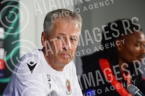 Lucian Favre, coach of FC Nice and Khephren Thuram, player of FC Nice, held a press conference on the occasion of the upcoming conference league match they are playing against FC Partizan.Lucian Favre, trener FK Nice i Khephren Thuram, igrac FK Nic