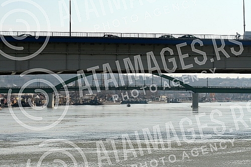 View from the Danube and Sava Rivers to Belgrade.Pogled na Beograd sa reka Dunav i Sava. 