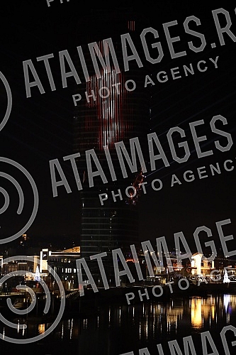 On the facade of the Belgrade Tower, the new symbol of Belgrade, in the first hour after midnight, the messages 