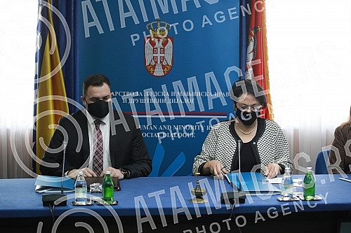 Minister of human and minority rights and social dialogue Gordana Comic met with Minister of human rights and refugees of Bosnia and Herzegovina Milos Lucic at the Palace of Serbia