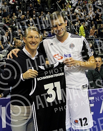 Football palyer of Manchester United Football Club Bastian Schweinsteiger (hausbant of Ana Ivanovic) watching the basketball game Partizan vs Union Olimpija in Belgrade.Igrac Mancester Junajteda i suprug Ane Ivanovic Bastian Schweinsteiger na kosark