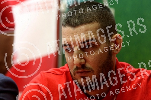 An extraordinary press conference of the Waterpolo Club Crvena zvezda after the incident and attacks on players in Split (Croatia).Vanredna pres konferencija Vaterpolo kluba Crvena zvezda posle incidenta i napada na igrace u Splitu.