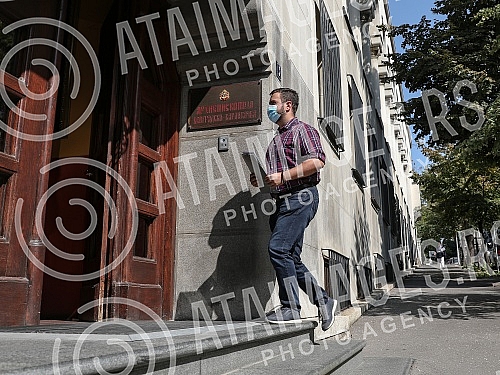 Marko Zarkov, a student of the Serbian Orthodox Church Academy of Arts and Conservation, who claims that he was abducted by the vicar bishop - Bishop Stefan Saric, held a press conference in front of the Patriarchate of the Serbian Orthodox Church.
