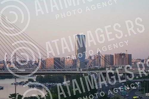 View of Belgrade from the terrace of the Ada Mall.Pogled na Beograd sa terase trznog centra Ada Mall.