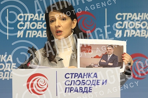 Press conference of the Vice President of the Party of Freedom and Justice Marinika Tepic on the topic of when Telekom spends money.Konferencija za novinare potpredsednice Stranke slobode i pravde Marinike Tepic sa temom na koga Telekom trosi novac