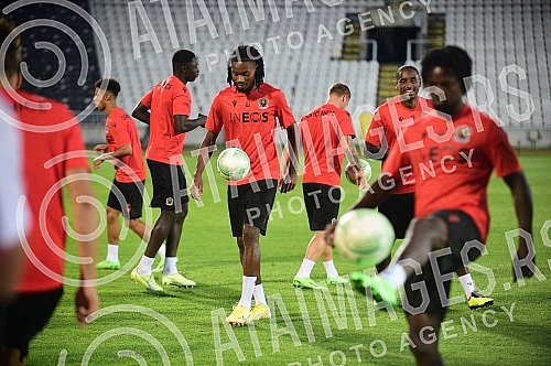 The players of FC Nice held a training session on the occasion of the upcoming Conference League match against FC Partizan.Igraci FK Nice odrzali su trening povodom predstojeceg meca Lige konferencija koji igraju protiv FK Partizan.
