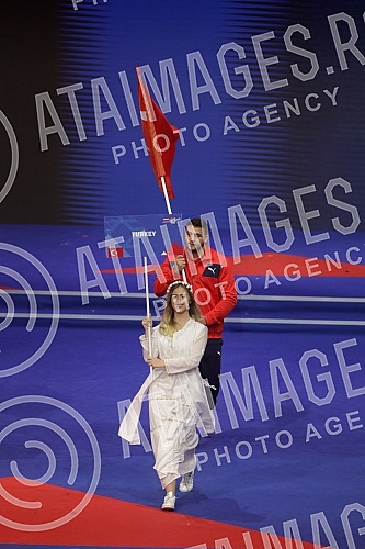 The opening ceremony of the AIBA Men's Boxing Championship was held at the Stark Arena in Belgrade.Svecana ceremonija otvaranja AIBA Svetskog prvenstva u boksu za muskarce odrzana je u Stark Areni u Beogradu.  