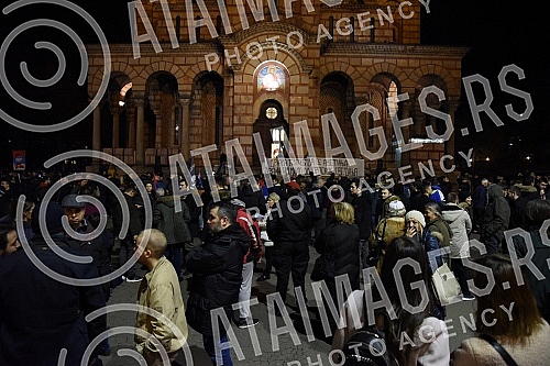 Support Meeting for Serbs and the Serbian Orthodox Church in Montenegro in front of Church of St. Mark.Skup podrske Srbima i SPC u Crnoj Gori ispred crkve Svetog Marka.