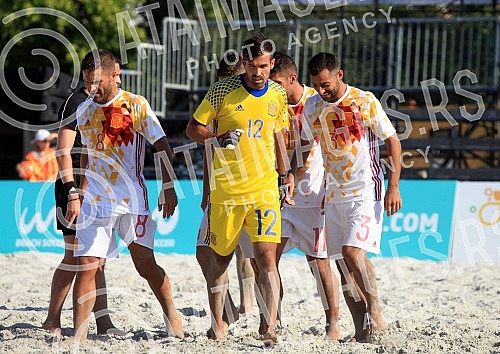 Euro Beach Soccer Cup 2016 match between Serbia and Spain. Utakmica Evropskog kupa u fudbalu na pesku izmedju Srbije i Spanije.