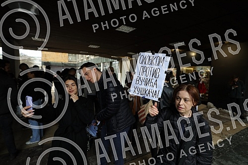 Students are not for sale - protest of students on the plateau near the Faculty of Philosophy.Studenti nisu na prodaju - protest studenata i studentkinja na platou kod Filozofskog fakulteta.
