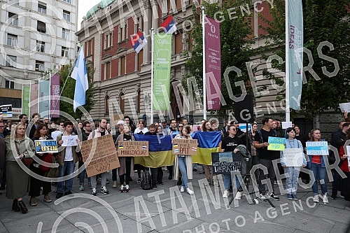 Protest of Russian emigrants against the mobilization that is being carried out in Russia, and at the invitation of the Russian movement 