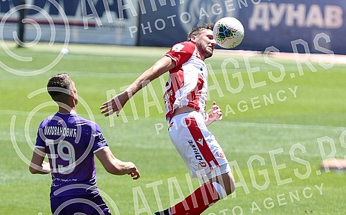 Training match between FC Red Star and FC Graficr played at the Rajko Mitic stadium. Trening utakmica FK Crvena zvezda i FK Graficar odigrana na stadionu Rajko Mitic.