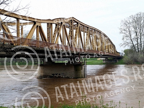 The bridge over the river Morava near the city of Cuprija.Most na reci Moravi kod Cuprije.