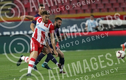 Football match of first round of Linglong football Super league Serbia between FK Crvena zvezda and FK Javor held on stadium 